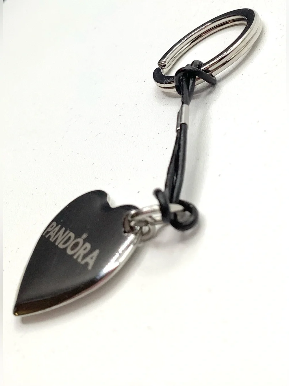 Pandora Silver Heart Clasp Opener on Black Cord